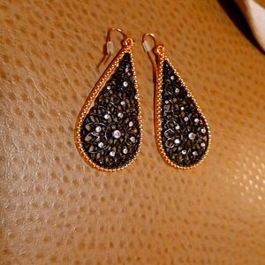Black/Gold/ rhinestone drop earrings